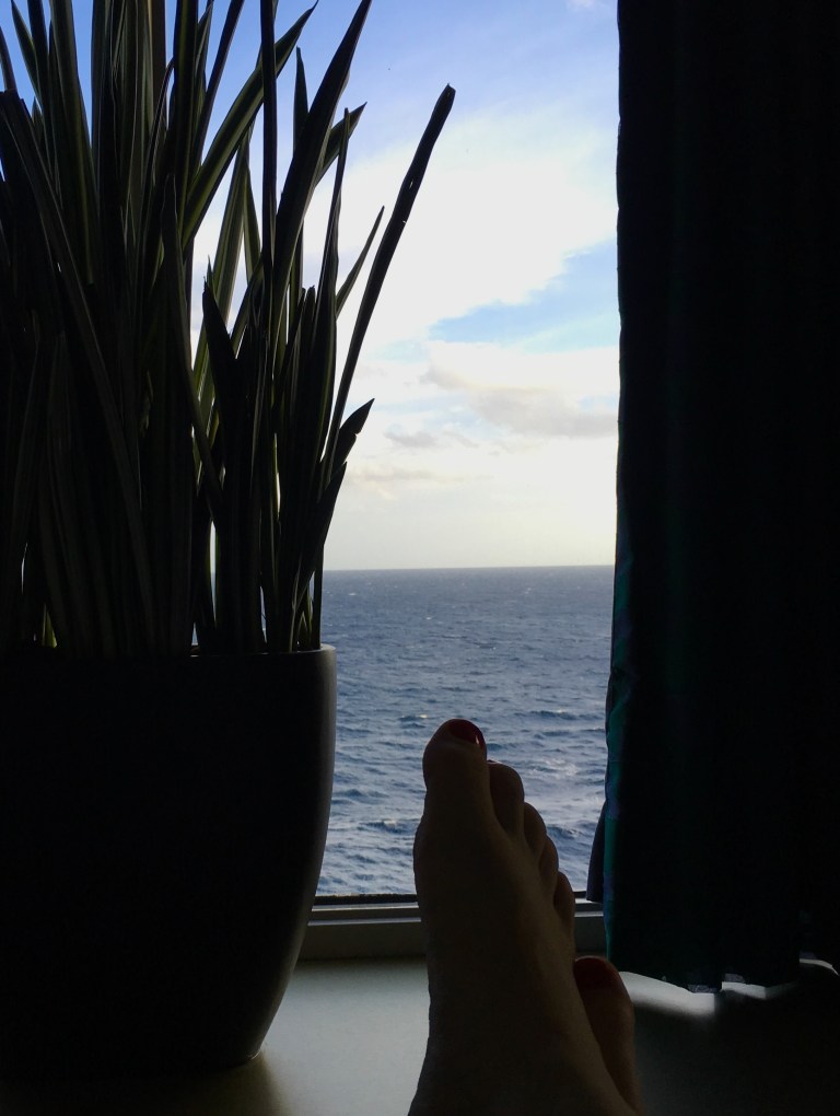 Feet up with sea view. Chillaxing is my number one activity on every cruise.