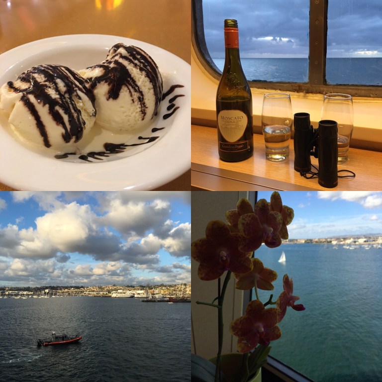 Scenes from a cruise: Food, Wine, Flowers, and Beautiful Views